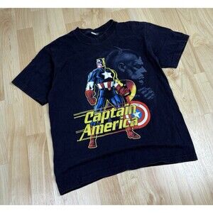 Vintage Y2K Captain America Graphic T-Shirt / Marvel / Youth Size Medium